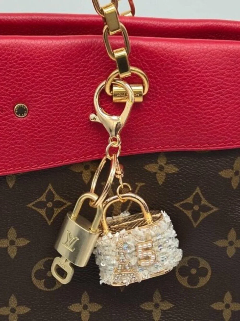 Authentic Louis Vuitton Lock & Key Gold ✨ Unbranded Keychain Bag Charm LV